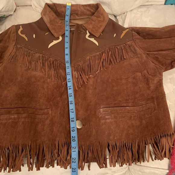 80s CHEVIGNON NATIVE FRINGED WESTERN SUEDE JACKET - Picture 10 of 10